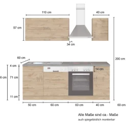 Held Küchenzeile Sorrella 210cm mit Geschirrspüler und Backofen - anthrazit/ocker