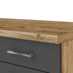Held Küchenzeile Sorrella 360cm mit Geschirrspüler, Backofen, Kühlschrank und Gefrierschrank - Anthrazit/Eiche
