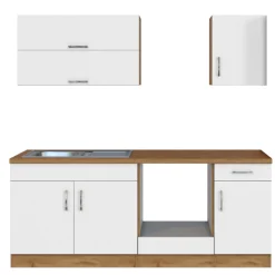 Held Küchenzeile Sorrella 210cm mit Platz für Backofen - weiß/Eiche