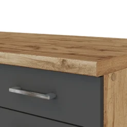 Held Küchenzeile Sorrella 360cm mit Platz für Geschirrspüler, Backofen, Kühlschrank und Gefrierschrank - Anthrazit/Eiche