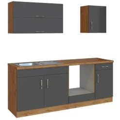 Held Küchenzeile Sorrella 210cm mit Platz für Backofen - anthrazit/ocker