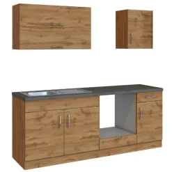 Held Küchenzeile Sorrella 210cm mit Platz für Backofen - Eiche