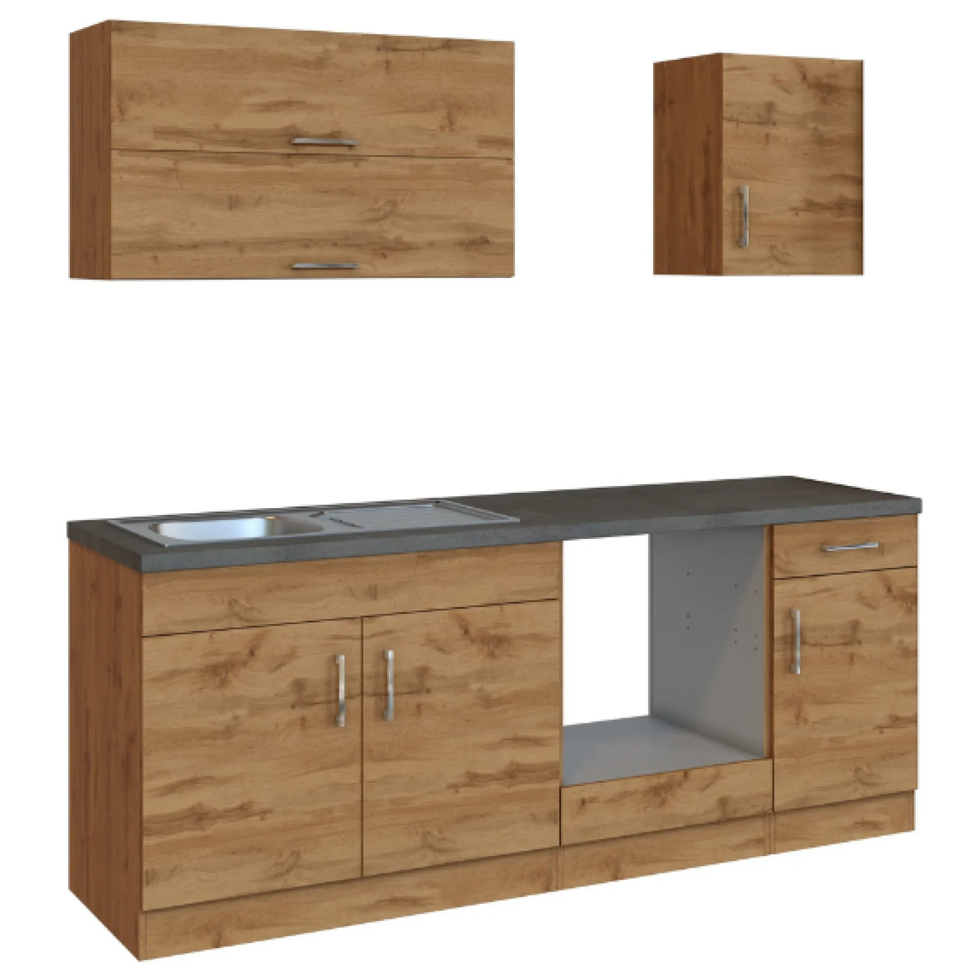 Held Küchenzeile Sorrella 210cm mit Platz für Backofen - Eiche