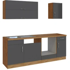 Held Küchenzeile Sorrella 210cm mit Platz für Geschirrspüler und Backofen - anthrazit/ocker