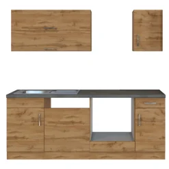 Held Küchenzeile Sorrella 210cm mit Platz für Geschirrspüler und Backofen - Eiche