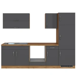 Held Küchenzeile Sorrella 270cm mit Platz für Backofen und Kühlschrank - anthrazit/ocker