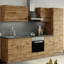 Held Küchenzeile Sorrella 270cm mit Platz für Backofen und Kühlschrank - Eiche