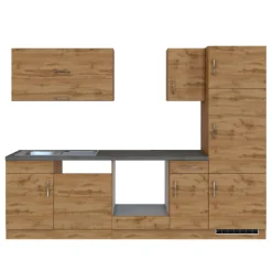 Held Küchenzeile Sorrella 270cm mit Platz für Backofen, Geschirrspüler und Kühlschrank - Eiche