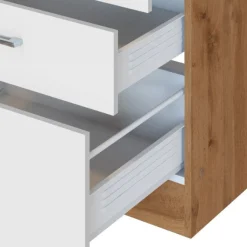 Held Küchenzeile Sorrella 270cm mit Platz für Backofen und Kühlschrank - weiß/Eiche