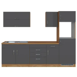 Held Küchenzeile Sorrella 270cm mit Platz für Backofen und Kühlschrank - anthrazit/ocker
