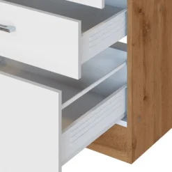 Held Küchenzeile Sorrella 270cm mit Platz für Geschirrspüler, Backofen und Kühlschrank - weiß/Eiche