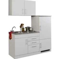 Held Küchenzeile Toto 160cm mit Kochfeld und Kühlschrank - /marmoriert