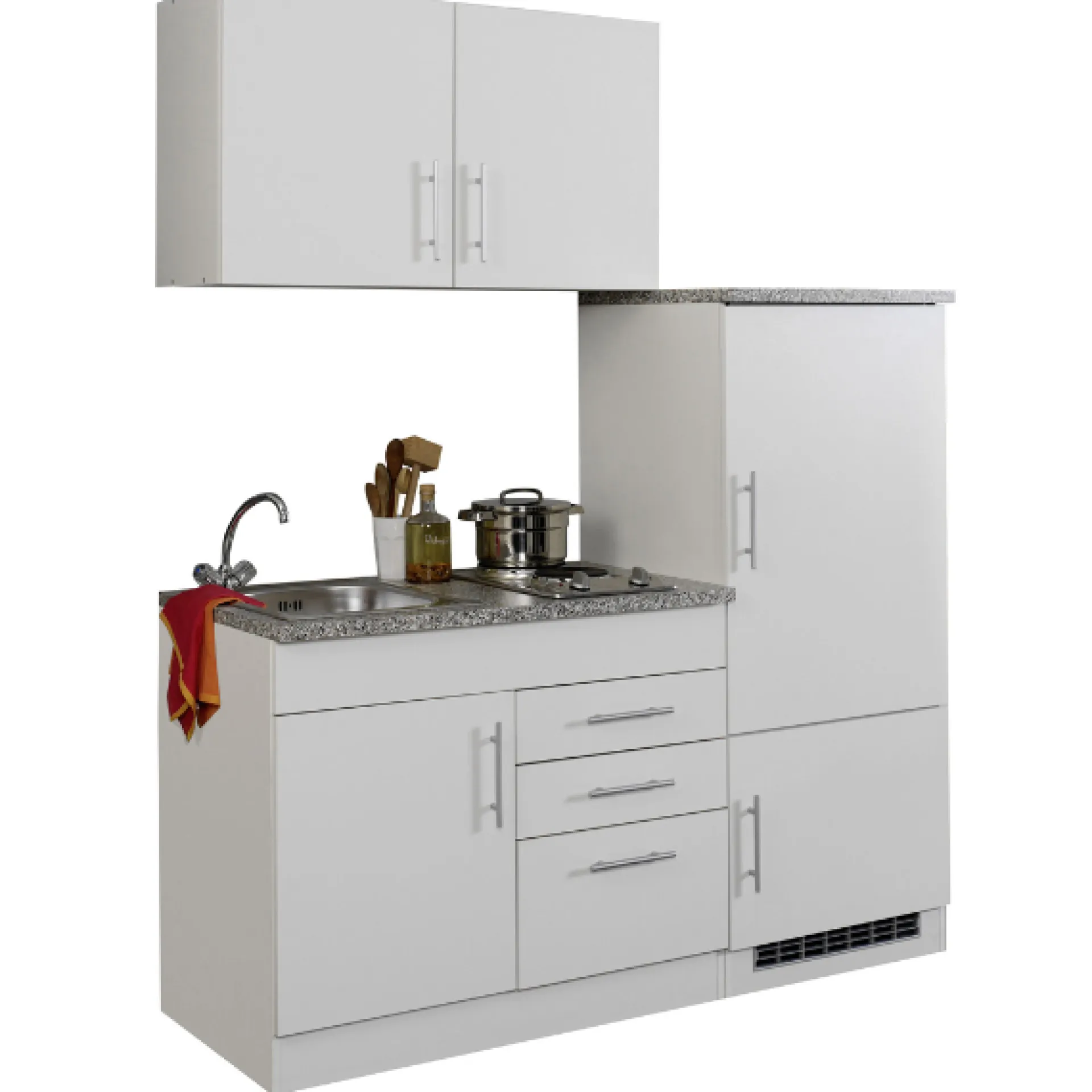 Held Küchenzeile Toto 160cm mit Kochfeld und Kühlschrank - /marmoriert