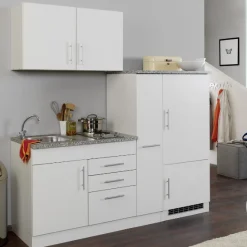 Held Küchenzeile Toto 190cm mit Kochfeld und Kühlschrank - /marmoriert