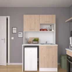 Parisot Küchenzeile Unya - 120x60x203cm - 3 Türen - Eiche Dekor
