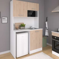 Parisot Küchenzeile Unya - 120x60x203cm - 3 Türen - Eiche Dekor