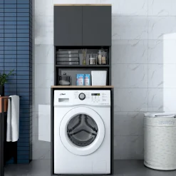 KD101 Waschmaschinenschrank | 100% MELAMIN | Walnuss, Anthrazit