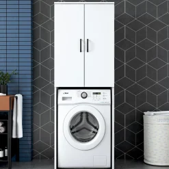 KD110 Waschmaschinenschrank | 100 % MELAMIN | Weiß