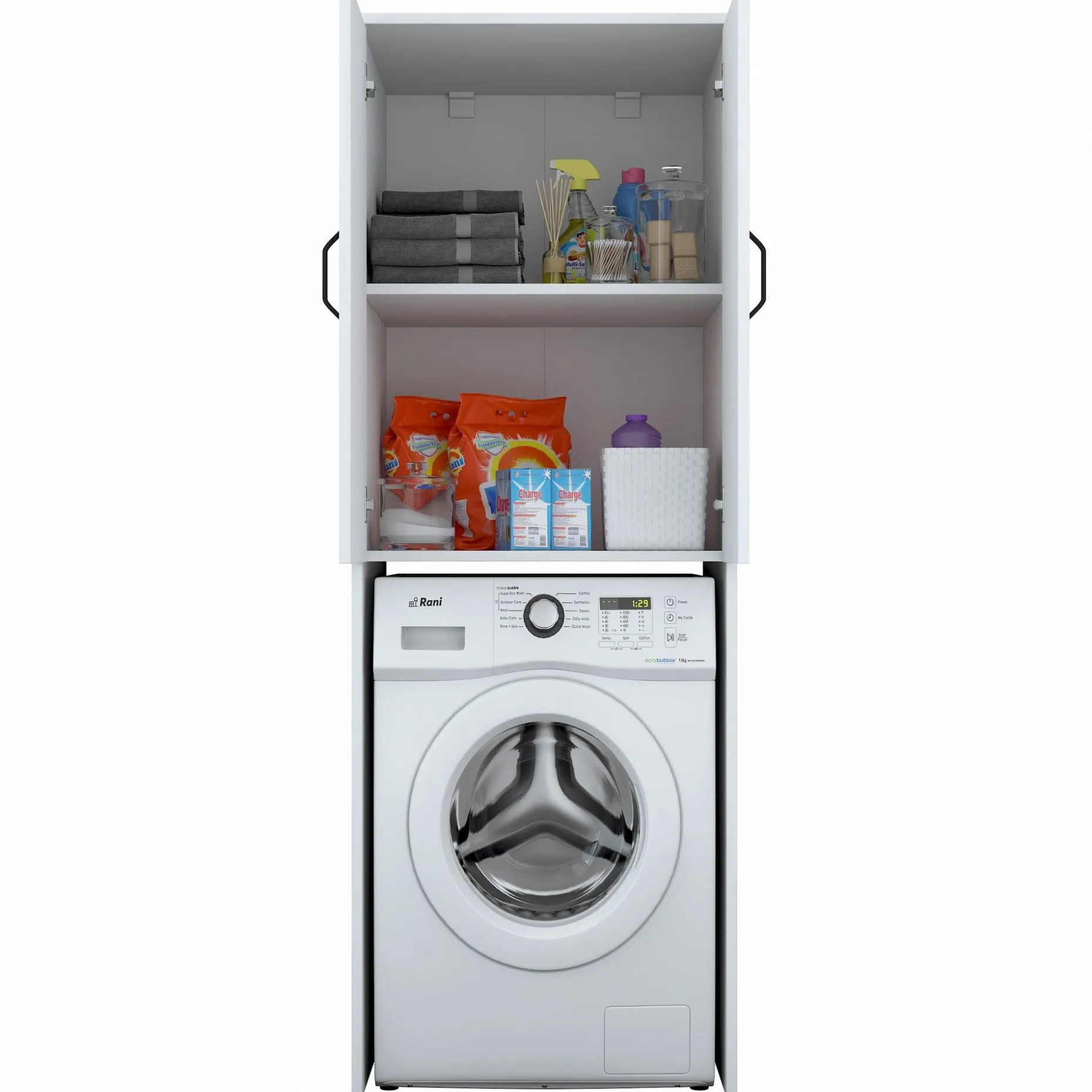 KD110 Waschmaschinenschrank | 100 % MELAMIN | Weiß