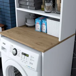 KD101 Waschmaschinenschrank | 100 % MELAMIN | Weiß, Walnuss