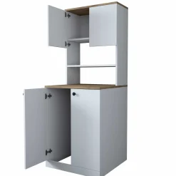 KD102 Waschmaschinenschrank | 100 % MELAMIN | Weiß, Walnuss