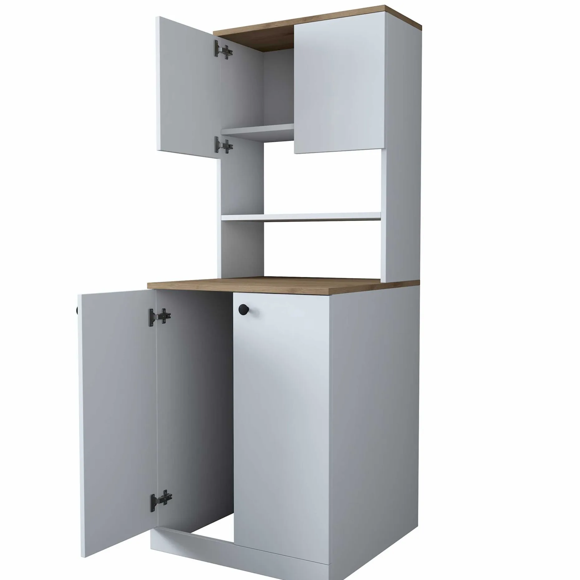 KD102 Waschmaschinenschrank | 100 % MELAMIN | Weiß, Walnuss