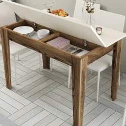 Emob Kiev Küchentisch | 100 % MELAMIN | Walnuss, Creme