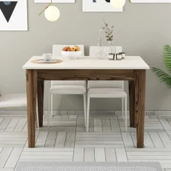 Emob Kiev Küchentisch | 100 % MELAMIN | Walnuss, Creme