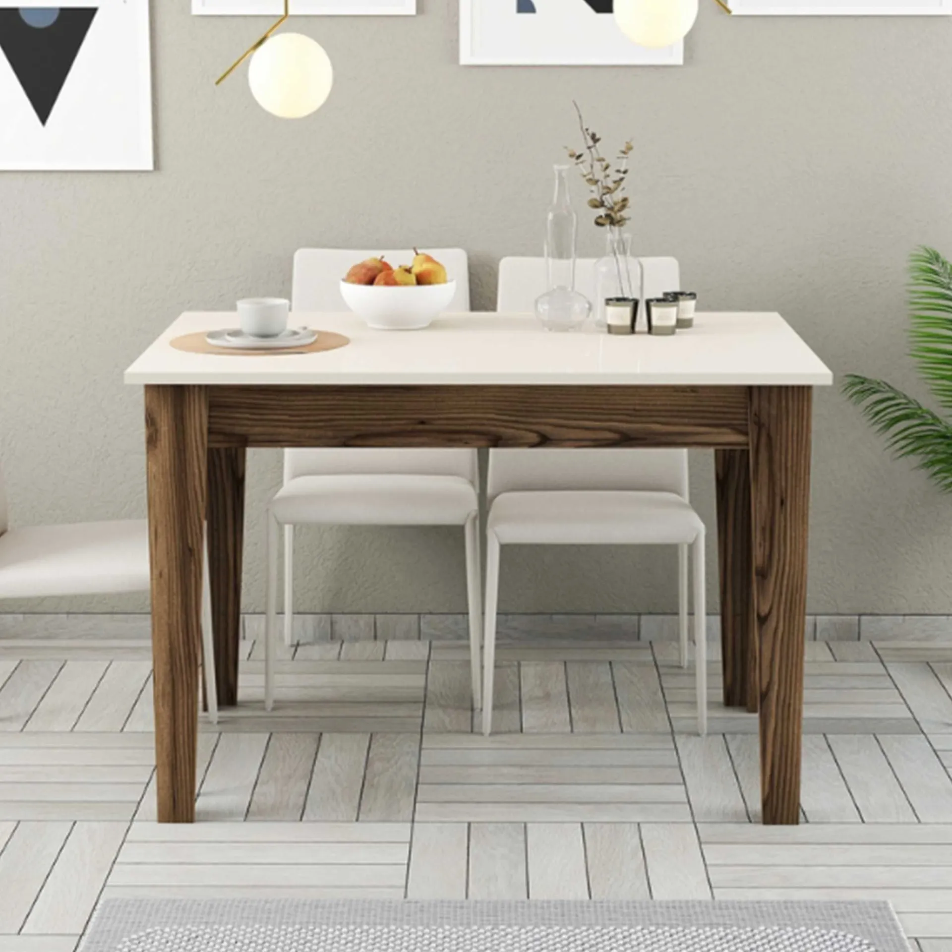 Emob Kiev Küchentisch | 100 % MELAMIN | Walnuss, Creme