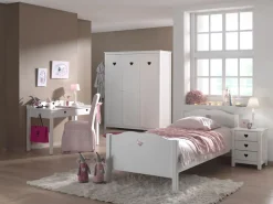 Kinderbett Amori 90x200cm Mädchen - weiß