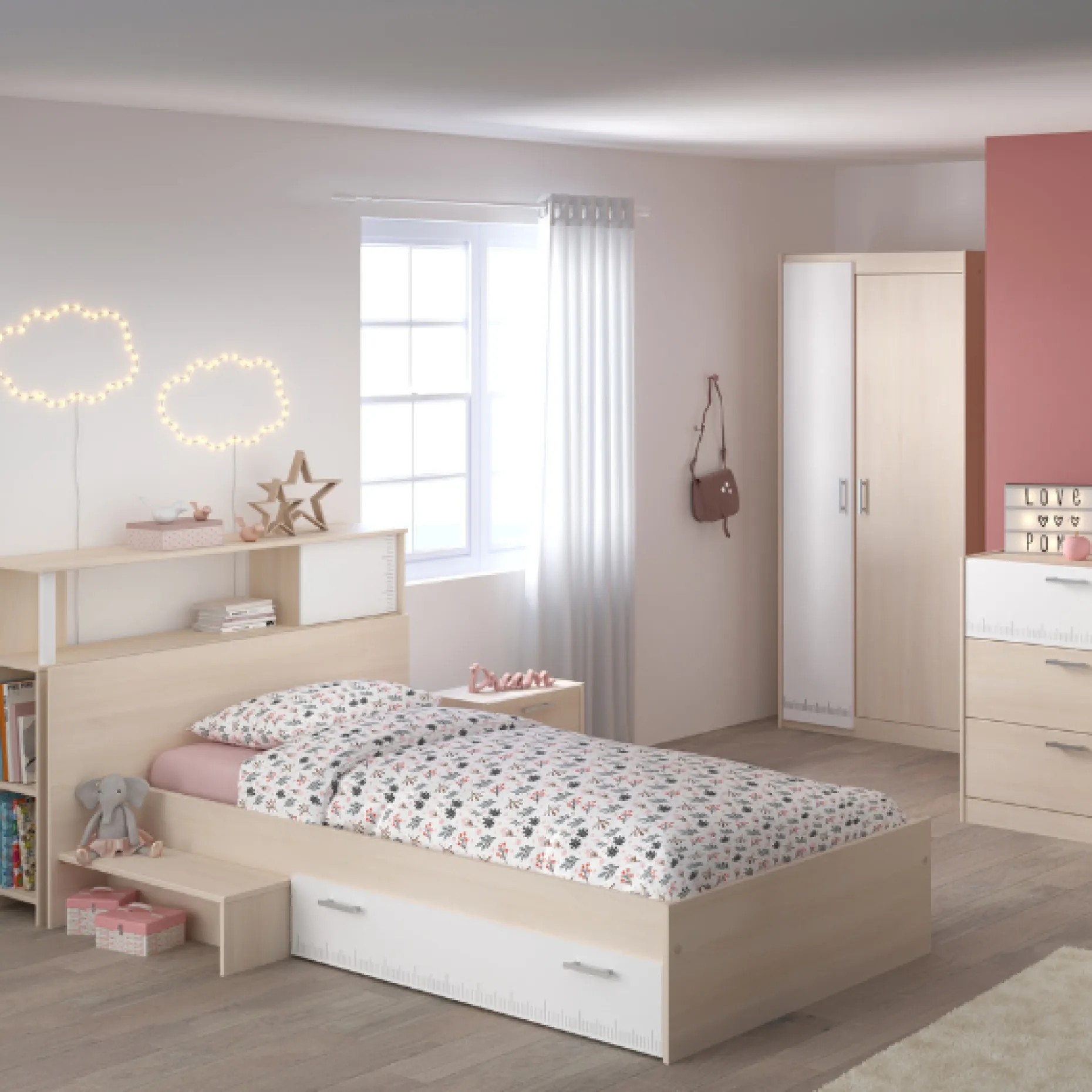 Kinderbett Charly 90x190 mit Schublade