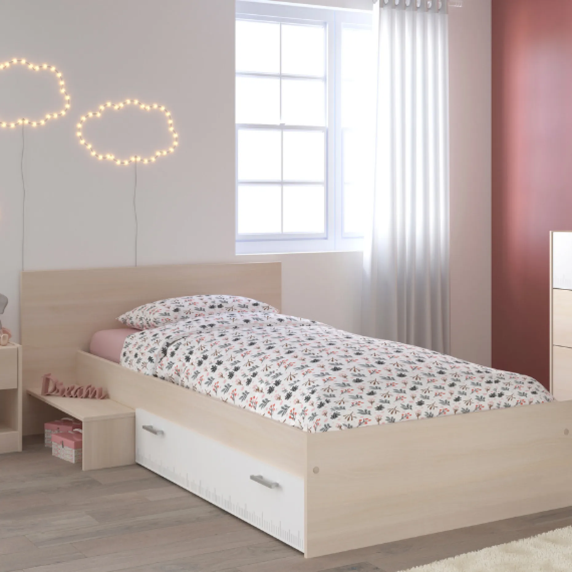 Kinderbett Charly 90x190 mit Schublade