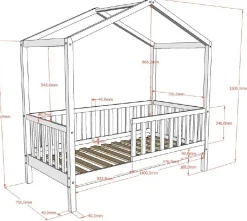 Kinderbett Dallas - 70x140 cm - Schwarz/Massivkiefer