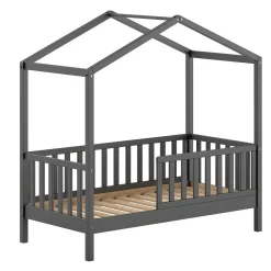 Kinderbett Dallas - 70x140 cm - Schwarz/Massivkiefer