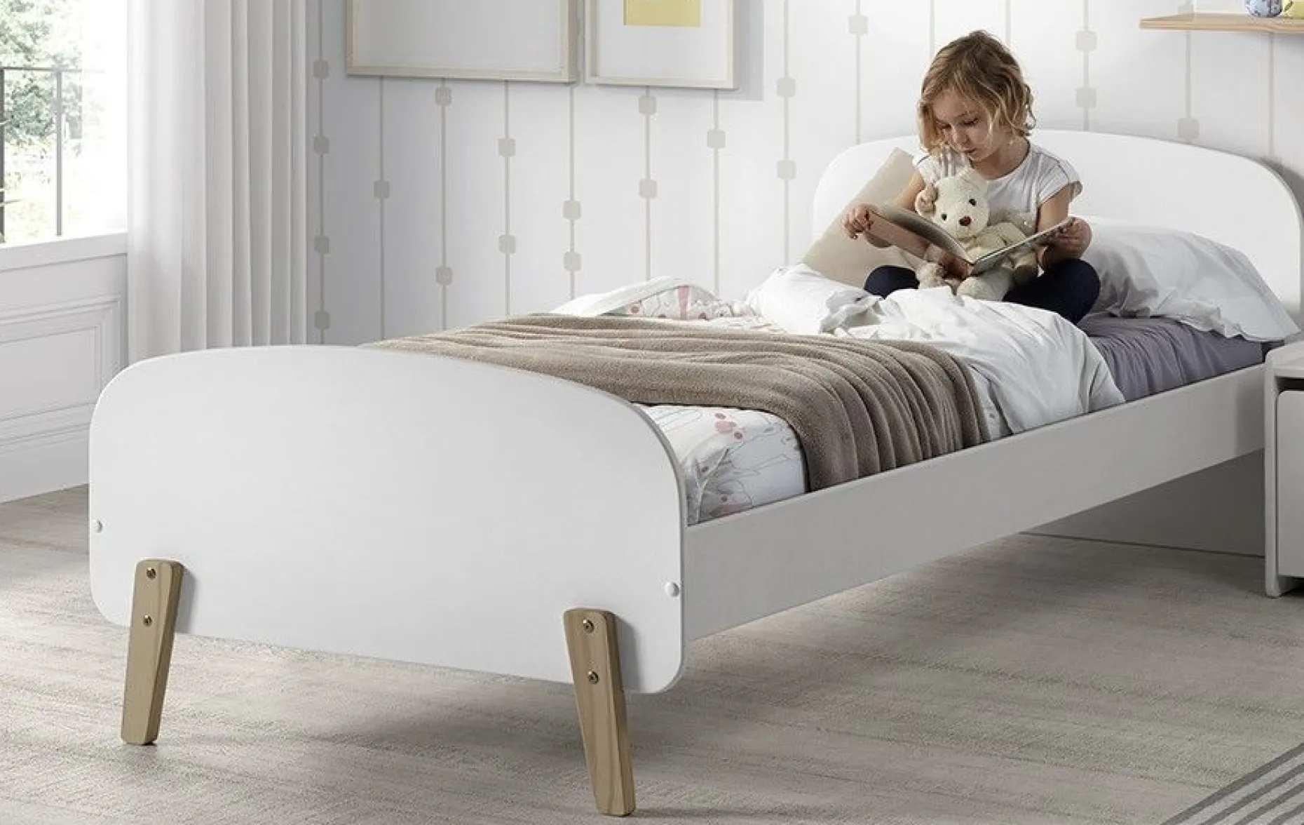 Kinderbett Kiddy 90x200 mit Bettkasten - weiß
