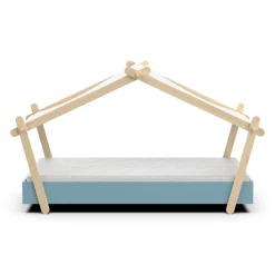 Kinderbett Lodge | 223,2 x 105,5 x 129,7 cm | Blau-Weiß