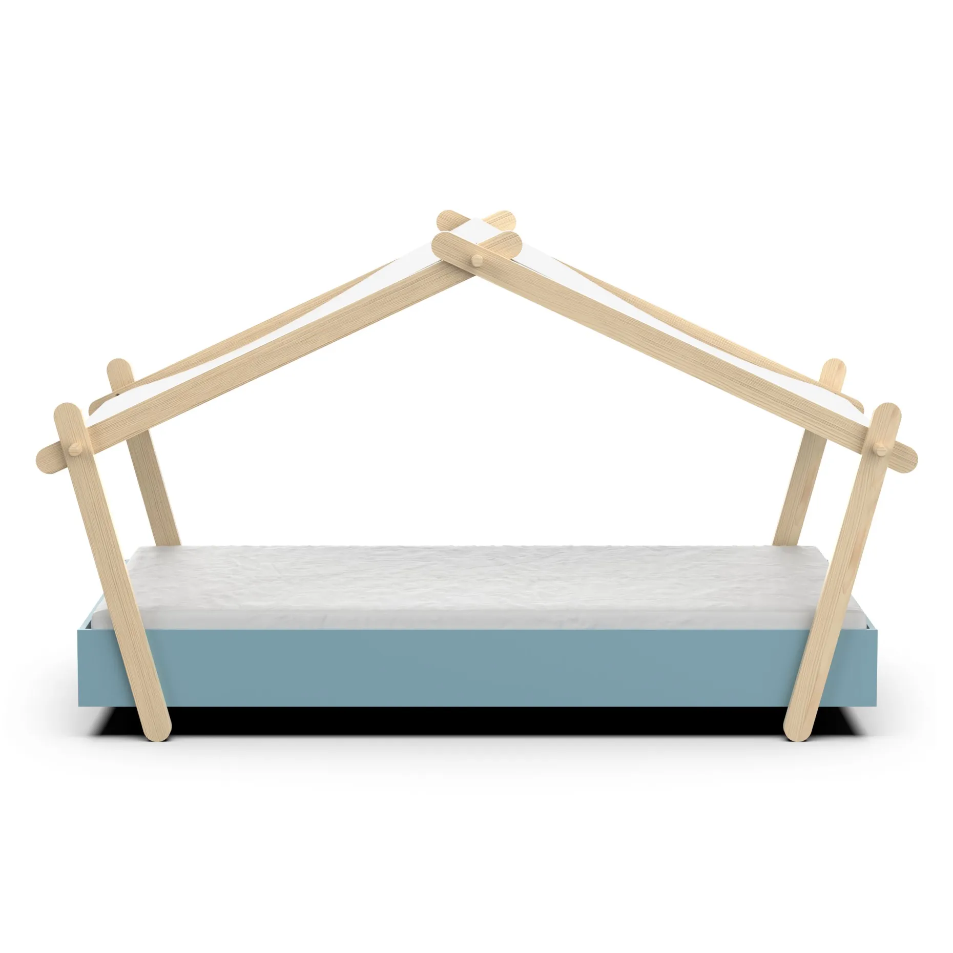 Kinderbett Lodge | 223,2 x 105,5 x 129,7 cm | Blau-Weiß