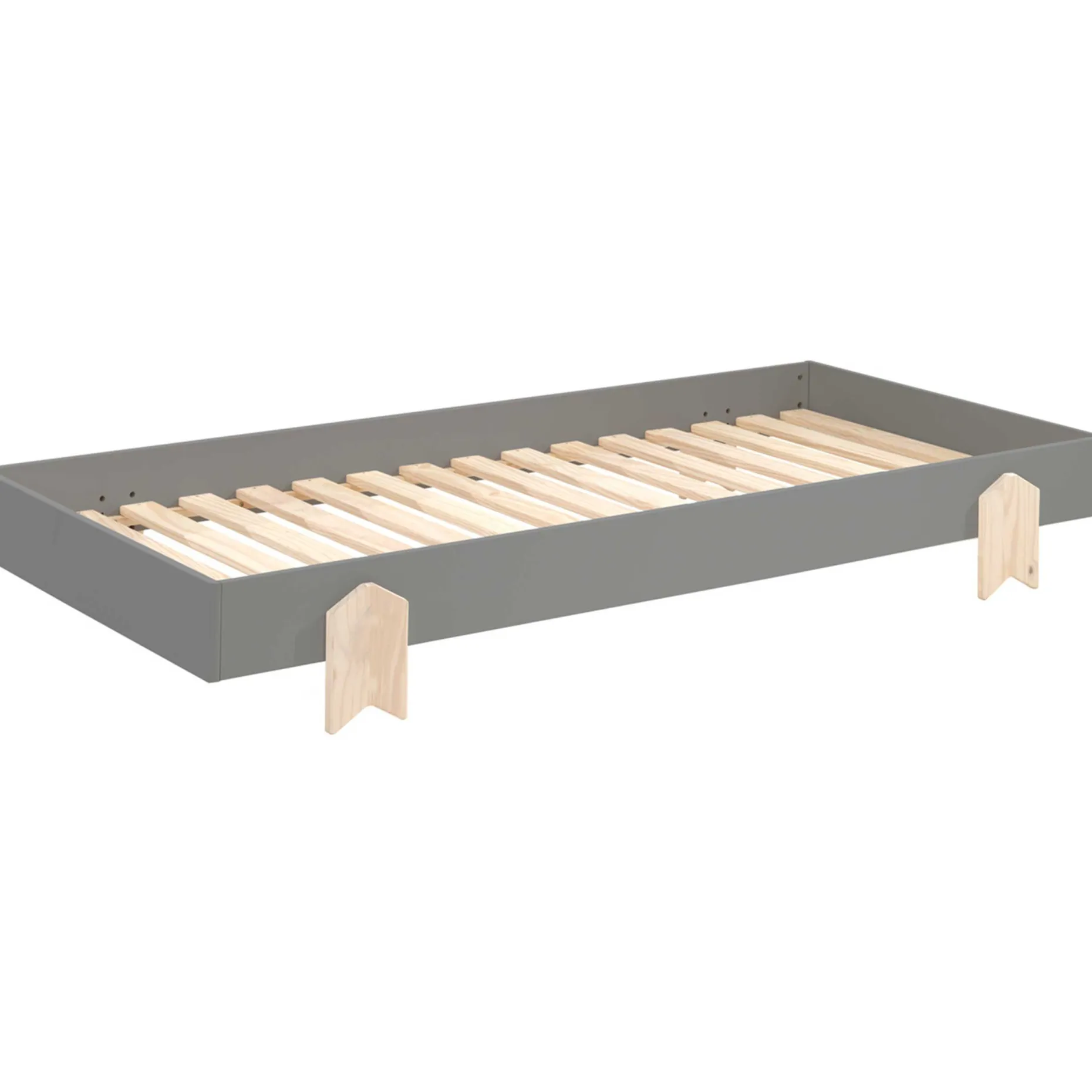 Kinderbett Modulo arrow 90x200 stapelbar 4er-Set - anthrazit/Kieferholz