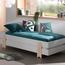 Kinderbett Modulo arrow 90x200 stapelbar 2er Set weiß/Kieferholz