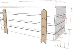 Kinderbett Modulo arrow 90x200 stapelbar 3er-Set - anthrazit/Kieferholz