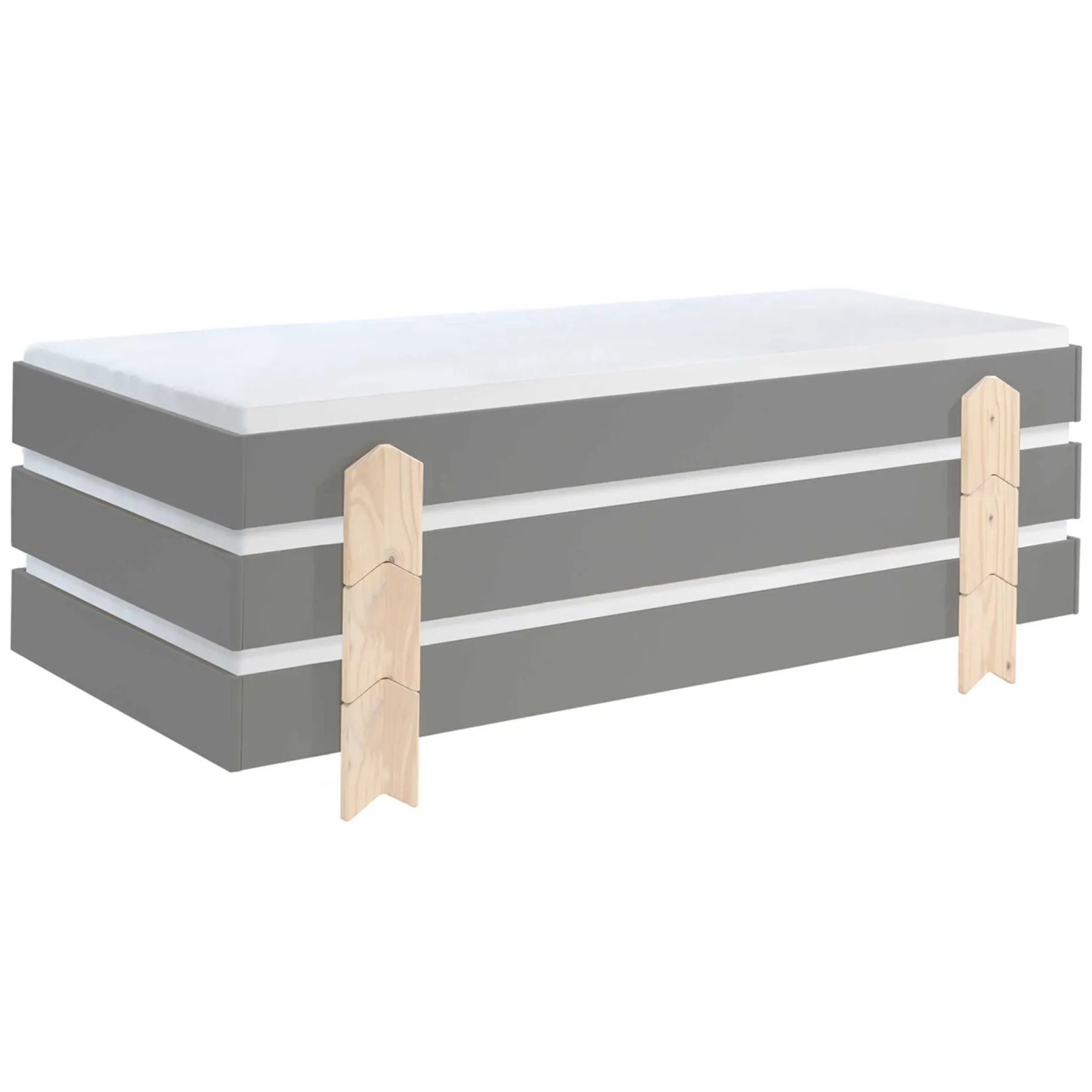 Kinderbett Modulo arrow 90x200 stapelbar 3er-Set - anthrazit/Kieferholz