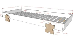 Kinderbett Modulo Puzzle 90x200 stapelbar 4er-Set - anthrazit/Kiefer