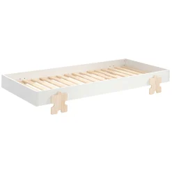 Kinderbett Modulo Puzzle 90x200 stapelbar - weiß/Kieferholz