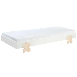 Kinderbett Modulo Puzzle 90x200 stapelbar - weiß/Kieferholz