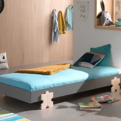 Kinderbett Modulo Puzzle 90x200 stapelbar - anthrazit/Kieferholz
