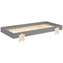 Kinderbett Modulo Puzzle 90x200 stapelbar - anthrazit/Kieferholz