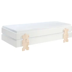 Kinderbett Modulo Puzzle 90x200 stapelbar 2er-Set - weiß/Kieferholz