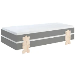 Kinderbett Modulo Puzzle 90x200 stapelbar 2er-Set - anthrazit/Kiefer