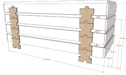 Kinderbett Modulo Puzzle 90x200 stapelbar 2er-Set - anthrazit/Kiefer