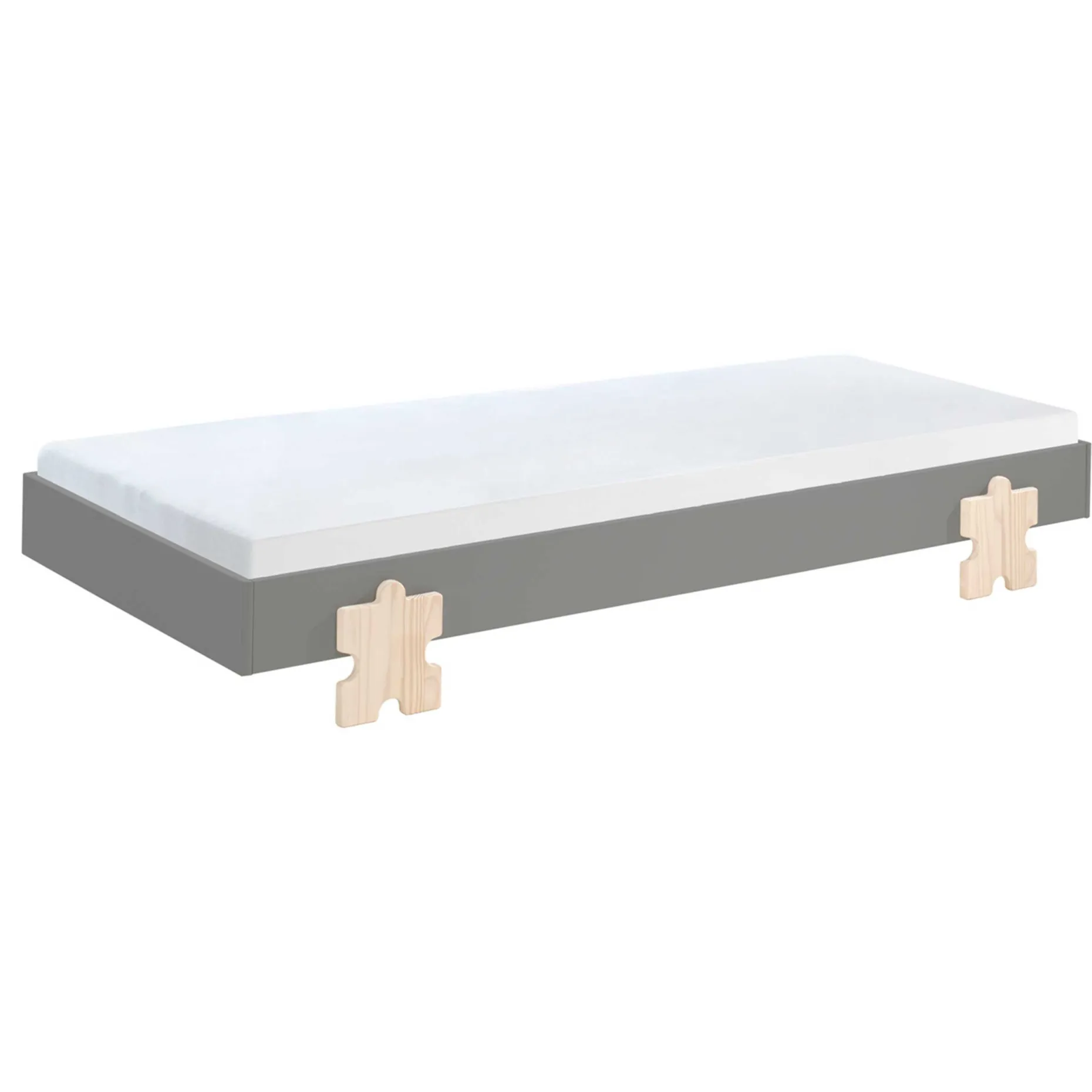 Kinderbett Modulo Puzzle 90x200 stapelbar 2er-Set - anthrazit/Kiefer